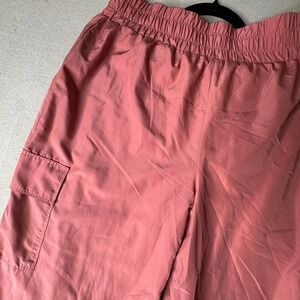 Hollister Women Medium Cargo Jogger Pants Dusty Rose Nylon Utility Parachute Y2K